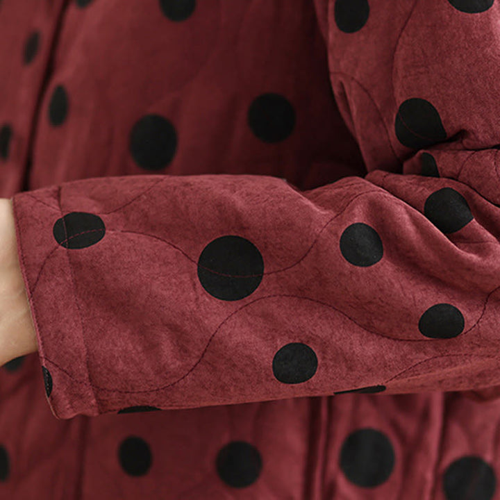 Veste thermique réversible à manches longues en coton à pois pour femme, avec poches, de la marque Buddha Stones - image 13