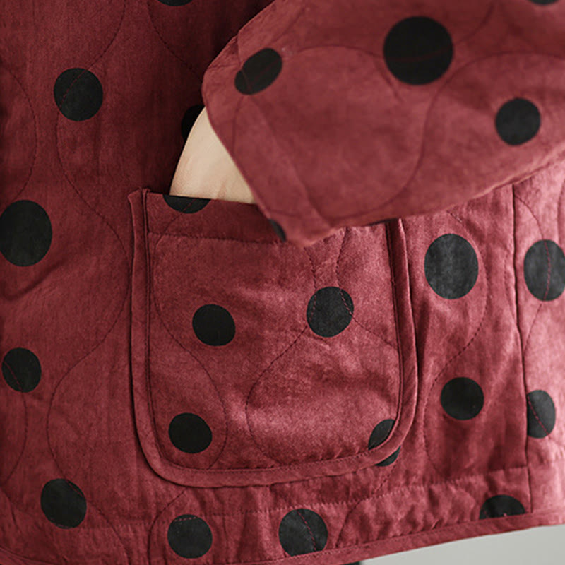 Veste thermique réversible à manches longues en coton à pois pour femme, avec poches, de la marque Buddha Stones - image 14