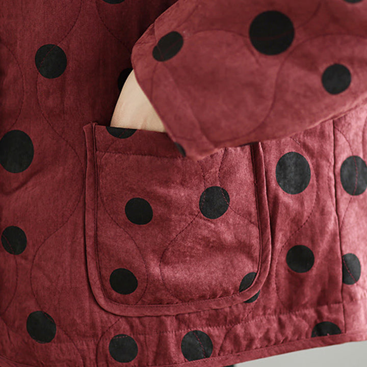 Veste thermique réversible à manches longues en coton à pois pour femme, avec poches, de la marque Buddha Stones - image 14