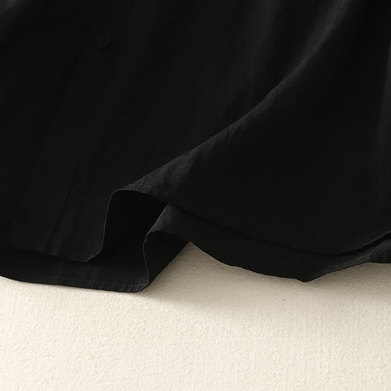 Chemise en coton à manches longues pour femme, ornée de Buddha Stones, col montant et boutons grenouille chinois, design simple. - image 15