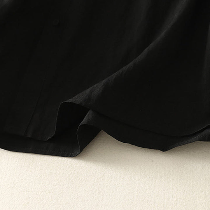 Chemise en coton à manches longues pour femme, ornée de Buddha Stones, col montant et boutons grenouille chinois, design simple. - image 15