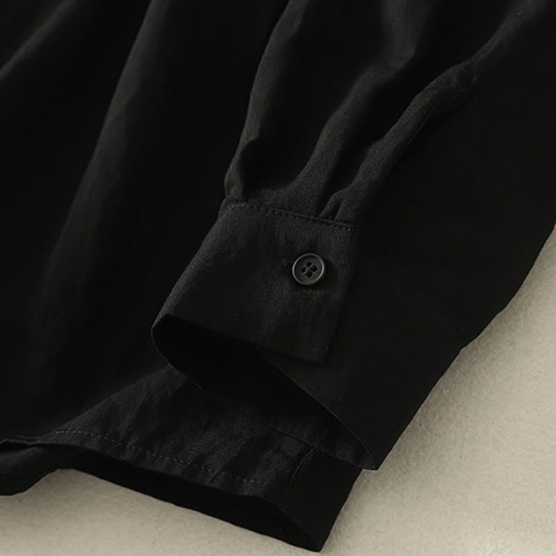 Chemise en coton à manches longues pour femme, ornée de Buddha Stones, col montant et boutons grenouille chinois, design simple. - image 14