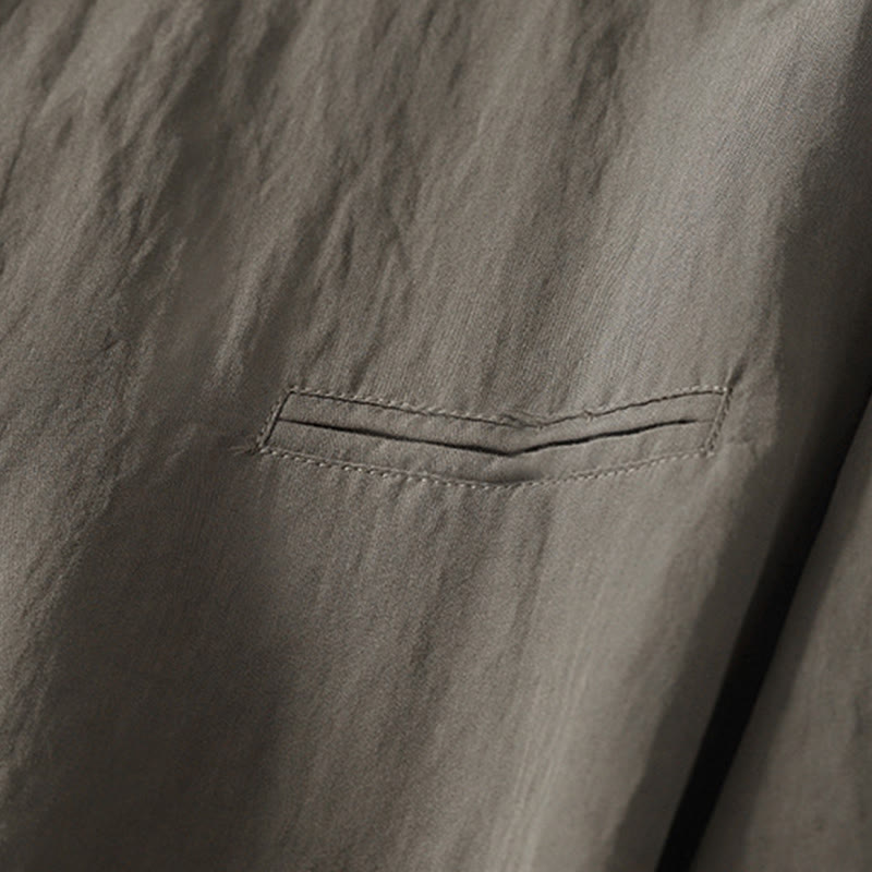 Chemise en coton à manches longues pour femme, ornée de Buddha Stones, col montant et boutons grenouille chinois, design simple. - image 6