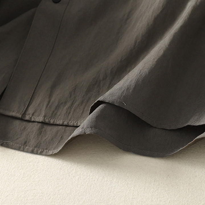 Chemise en coton à manches longues pour femme, ornée de Buddha Stones, col montant et boutons grenouille chinois, design simple. - image 9