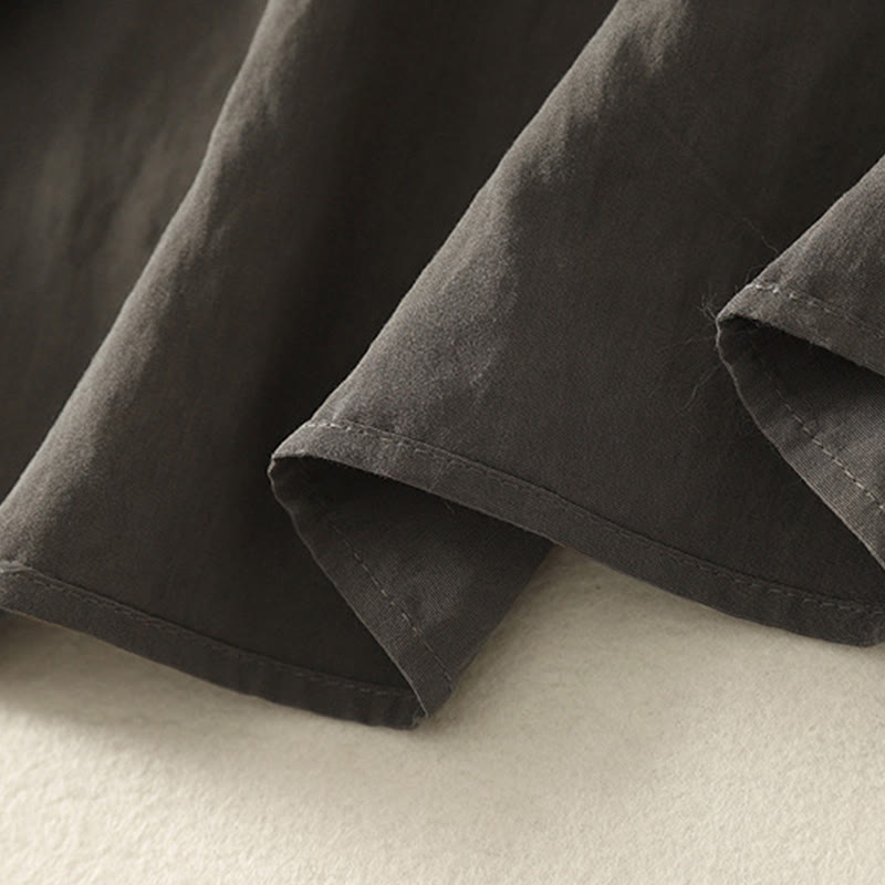 Chemise en coton à manches longues pour femme, ornée de Buddha Stones, col montant et boutons grenouille chinois, design simple. - image 10