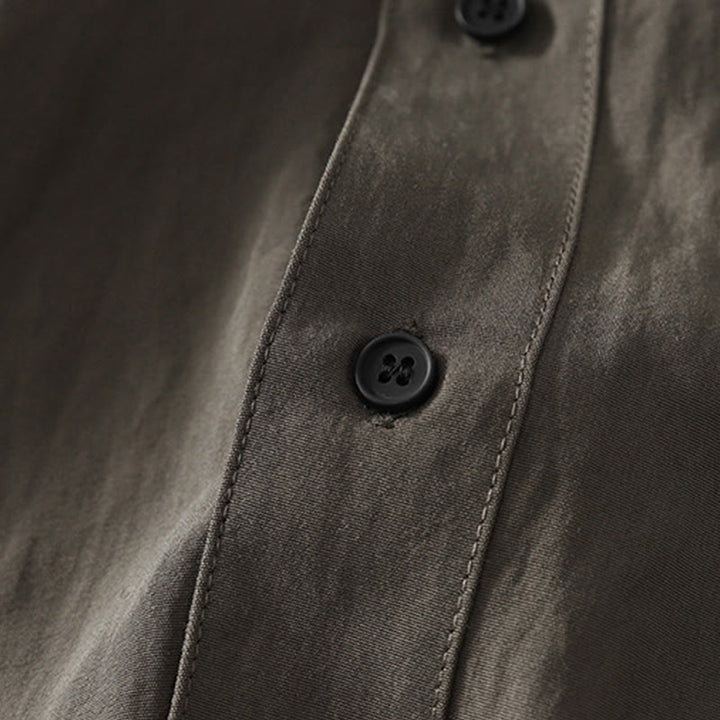 Chemise en coton à manches longues pour femme, ornée de Buddha Stones, col montant et boutons grenouille chinois, design simple. - image 5