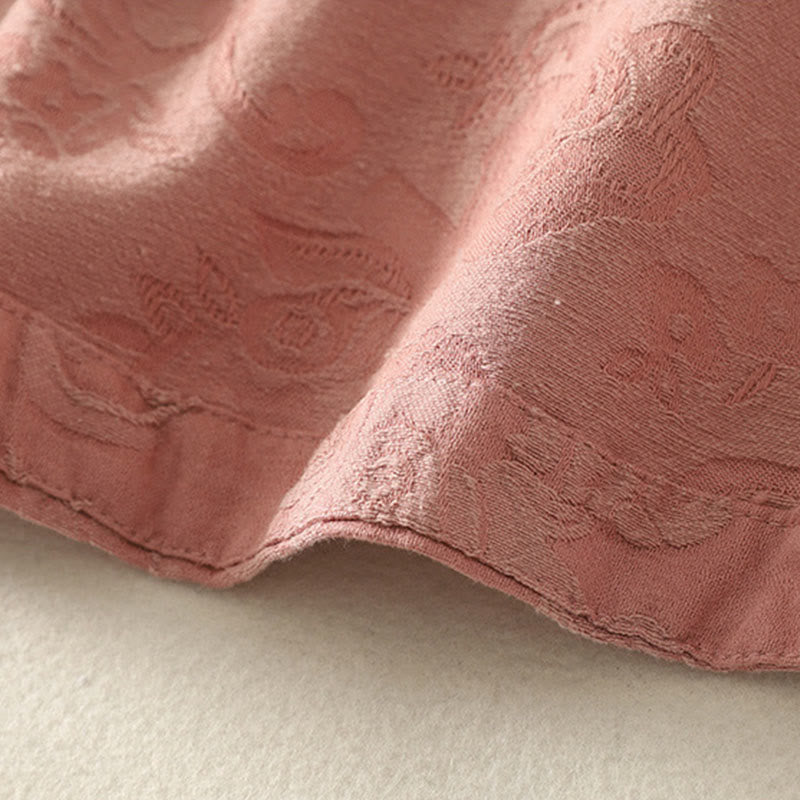 Chemise à manches longues en coton zen pour femme, motif jacquard uni de printemps avec Buddha Stones - image 19