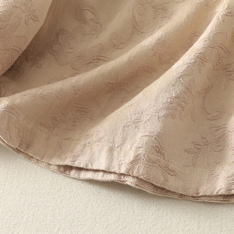 Chemise à manches longues en coton zen pour femme, motif jacquard uni de printemps avec Buddha Stones - image 9