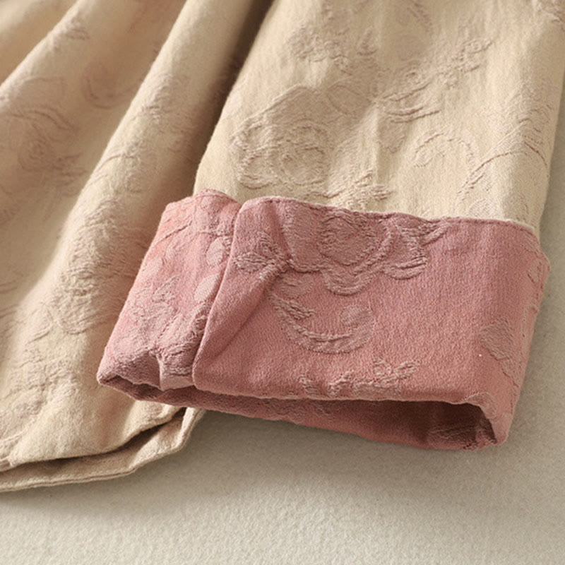 Chemise à manches longues en coton zen pour femme, motif jacquard uni de printemps avec Buddha Stones - image 8