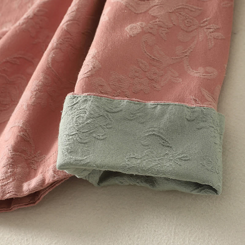 Chemise à manches longues en coton zen pour femme, motif jacquard uni de printemps avec Buddha Stones - image 17