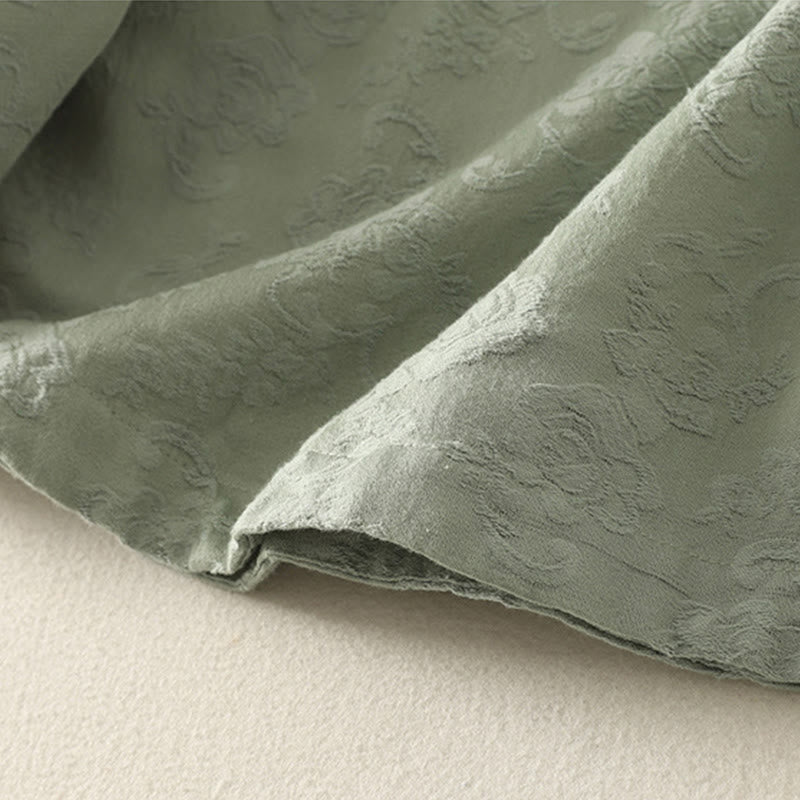 Chemise à manches longues en coton zen pour femme, motif jacquard uni de printemps avec Buddha Stones - image 4