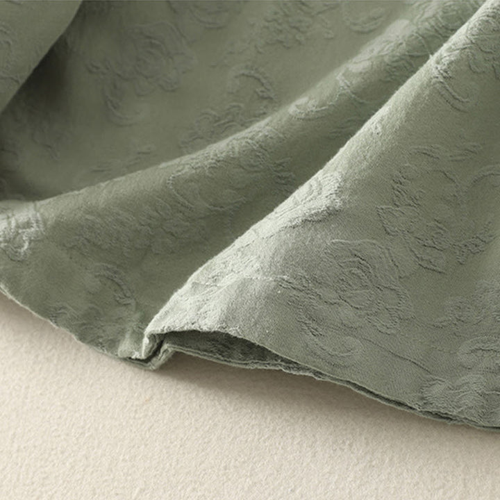 Chemise à manches longues en coton zen pour femme, motif jacquard uni de printemps avec Buddha Stones - image 4