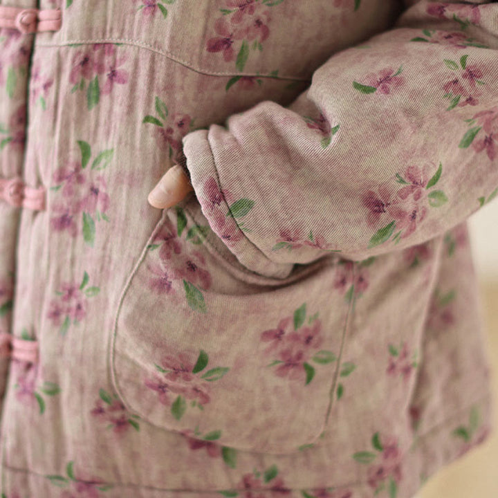 Veste thermique à manches longues pour femme Buddha Stones en coton imprimé floral avec poches - image 9