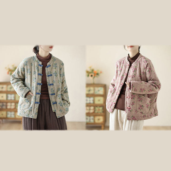 Veste thermique à manches longues pour femme Buddha Stones en coton imprimé floral avec poches - image 17