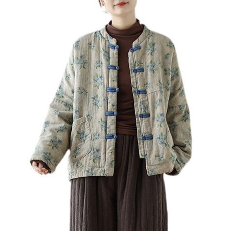 Veste thermique à manches longues pour femme Buddha Stones en coton imprimé floral avec poches - image 16