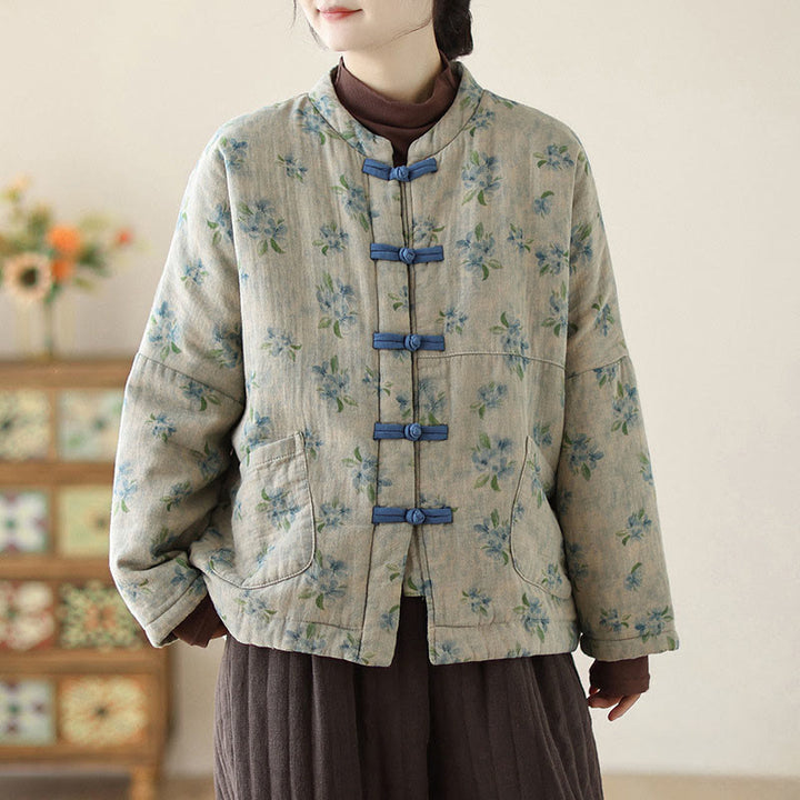 Veste thermique à manches longues pour femme Buddha Stones en coton imprimé floral avec poches - image 15