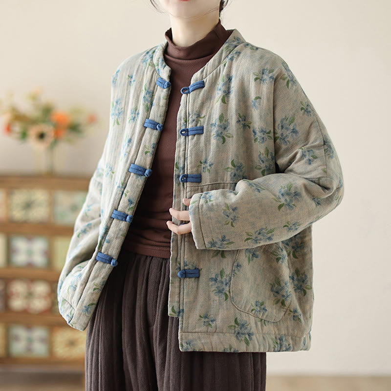 Veste thermique à manches longues pour femme Buddha Stones en coton imprimé floral avec poches - image 12