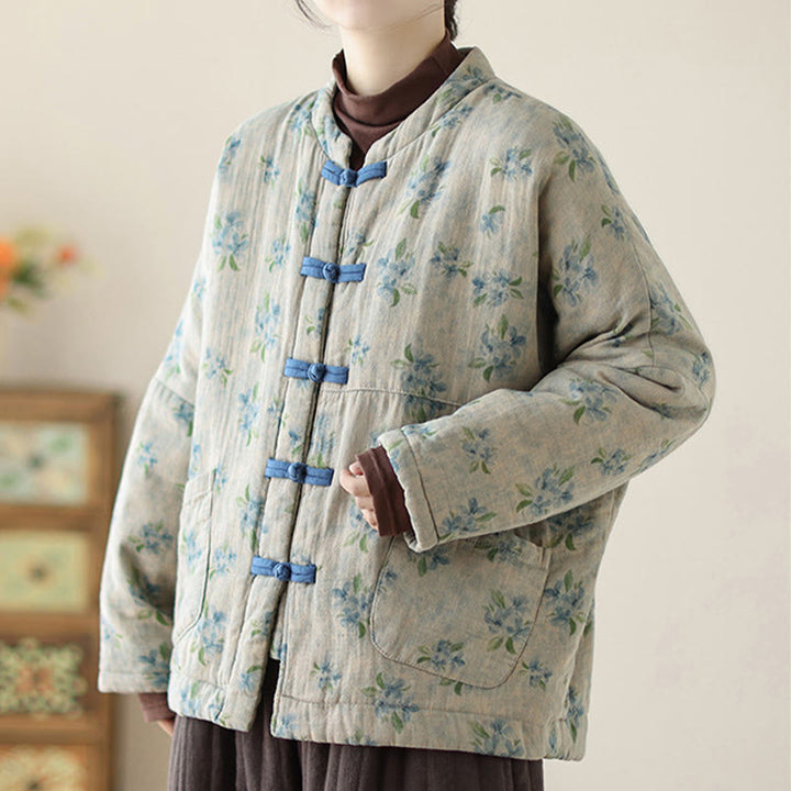Veste thermique à manches longues pour femme Buddha Stones en coton imprimé floral avec poches - image 14
