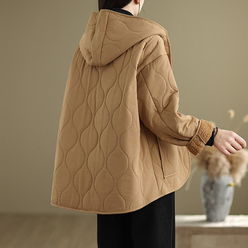 Sweat à capuche uni à manches longues pour femme Buddha Stones, doublé en polaire de coton avec poches - image 6