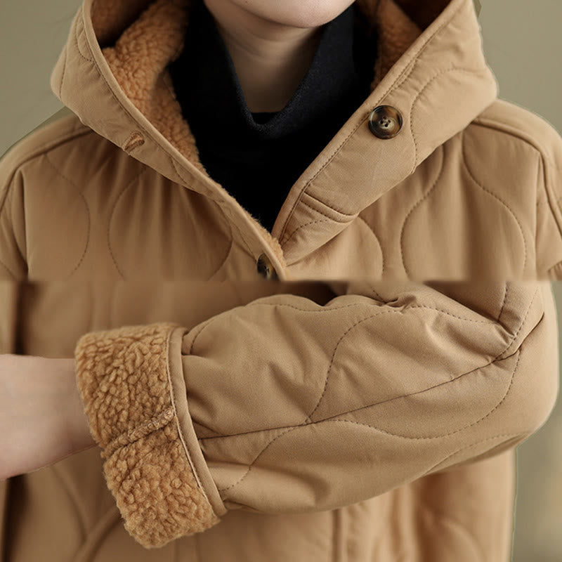 Sweat à capuche uni à manches longues pour femme Buddha Stones, doublé en polaire de coton avec poches - image 7