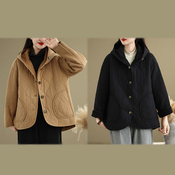 Sweat à capuche uni à manches longues pour femme Buddha Stones, doublé en polaire de coton avec poches - image 21