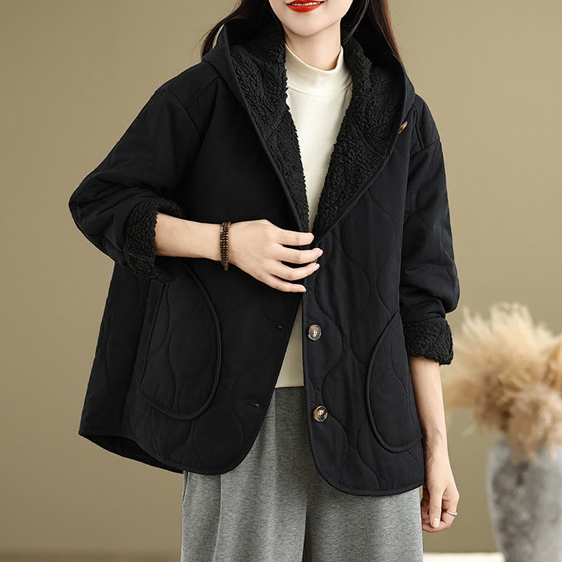 Sweat à capuche uni à manches longues pour femme Buddha Stones, doublé en polaire de coton avec poches - image 15