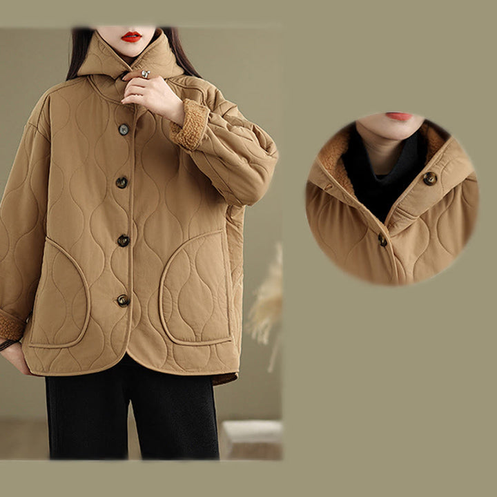 Sweat à capuche uni à manches longues pour femme Buddha Stones, doublé en polaire de coton avec poches - image 9