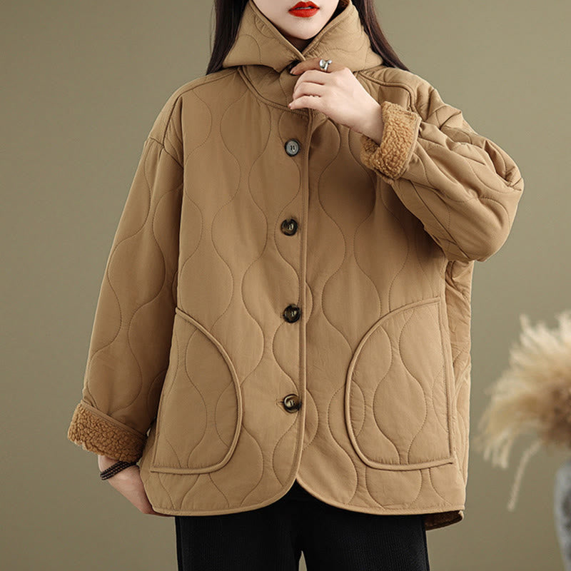 Sweat à capuche uni à manches longues pour femme Buddha Stones, doublé en polaire de coton avec poches - image 3