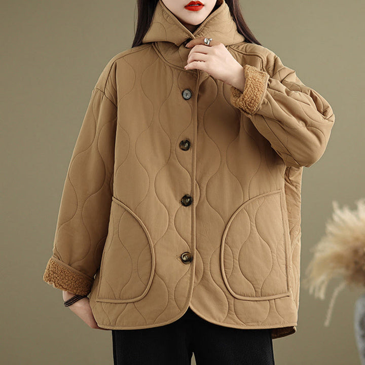 Sweat à capuche uni à manches longues pour femme Buddha Stones, doublé en polaire de coton avec poches - image 3