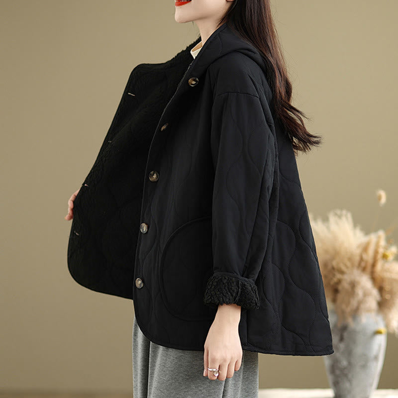 Sweat à capuche uni à manches longues pour femme Buddha Stones, doublé en polaire de coton avec poches - image 14