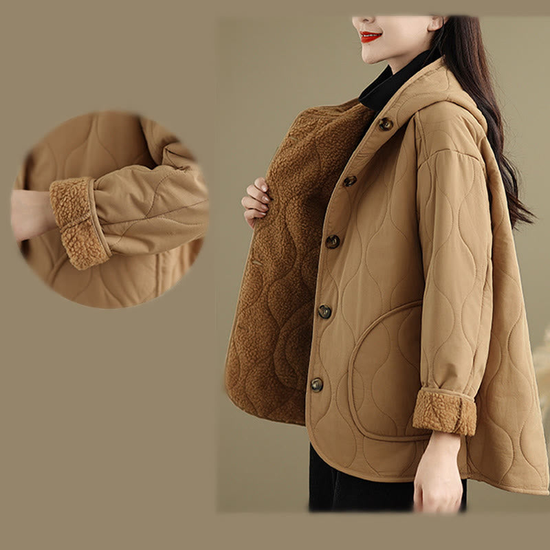 Sweat à capuche uni à manches longues pour femme Buddha Stones, doublé en polaire de coton avec poches - image 11