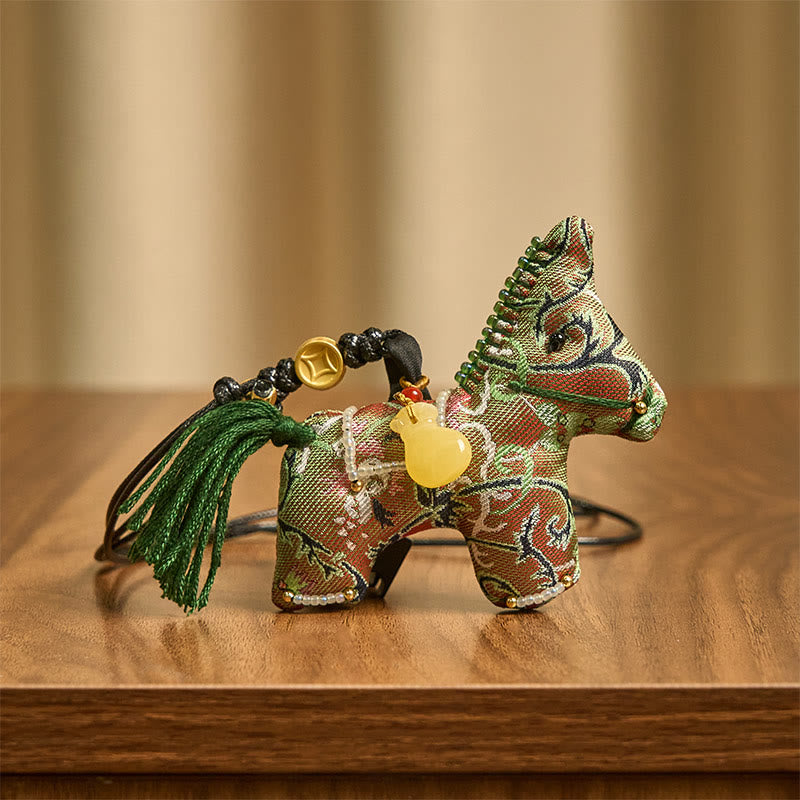 Buddha Stones Année du Cheval Shu Brocart de Soie Herbe Bouclée Motif Grenade Décoration Suspendue - image 3