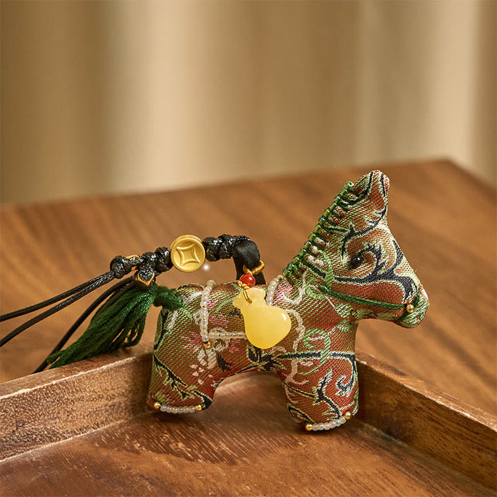 Buddha Stones Année du Cheval Shu Brocart de Soie Herbe Bouclée Motif Grenade Décoration Suspendue - image 2