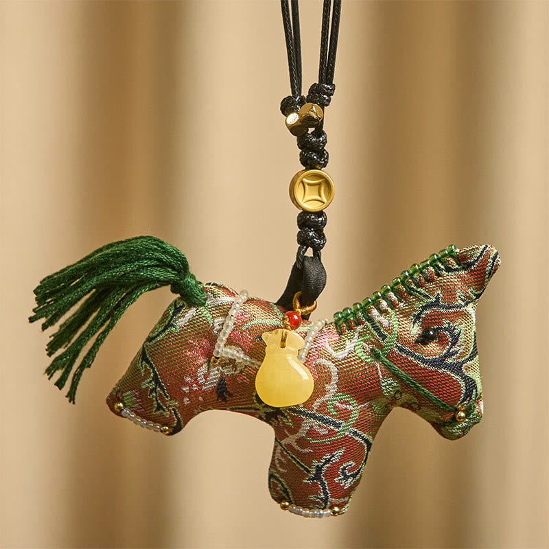 Buddha Stones Année du Cheval Shu Brocart de Soie Herbe Bouclée Motif Grenade Décoration Suspendue - image 1