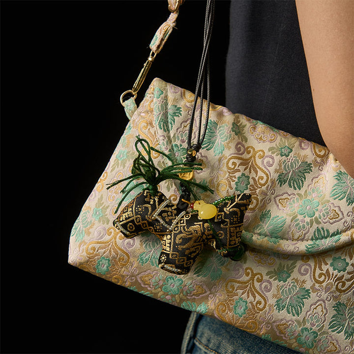 Buddha Stones Année du Cheval Zhuang Brocart de Soie Vous Souhaite Bonne Chance Décoration Suspendue - image 4