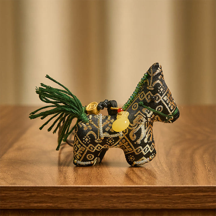 Buddha Stones Année du Cheval Zhuang Brocart de Soie Vous Souhaite Bonne Chance Décoration Suspendue - image 3