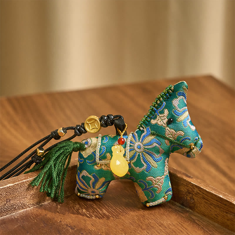 Décoration suspendue en brocart de soie à quatre faces en Buddha Stones, Année du Chant du Cheval - image 2