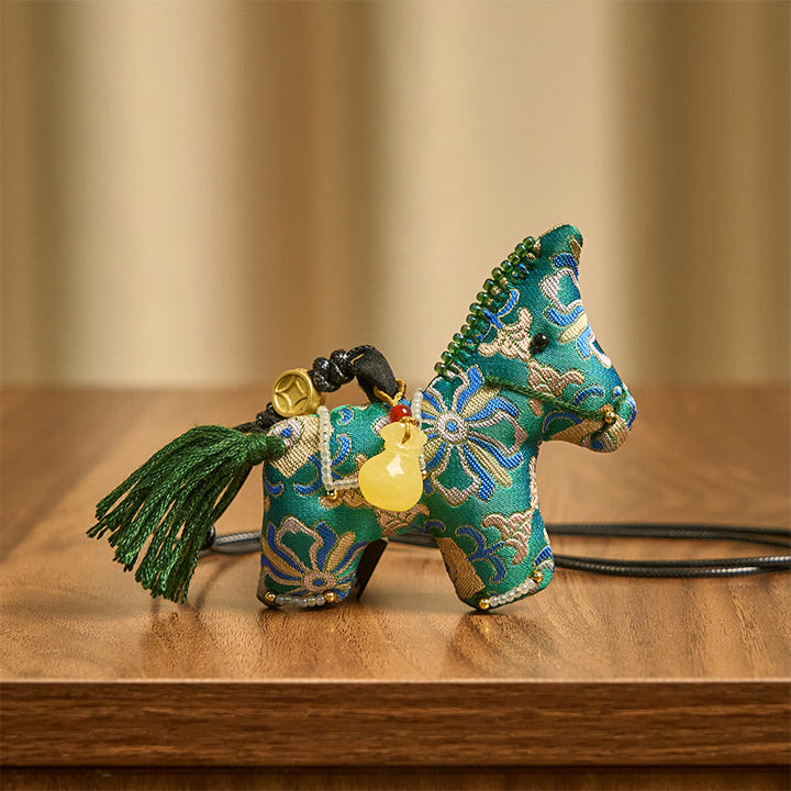 Décoration suspendue en brocart de soie à quatre faces en Buddha Stones, Année du Chant du Cheval - image 3