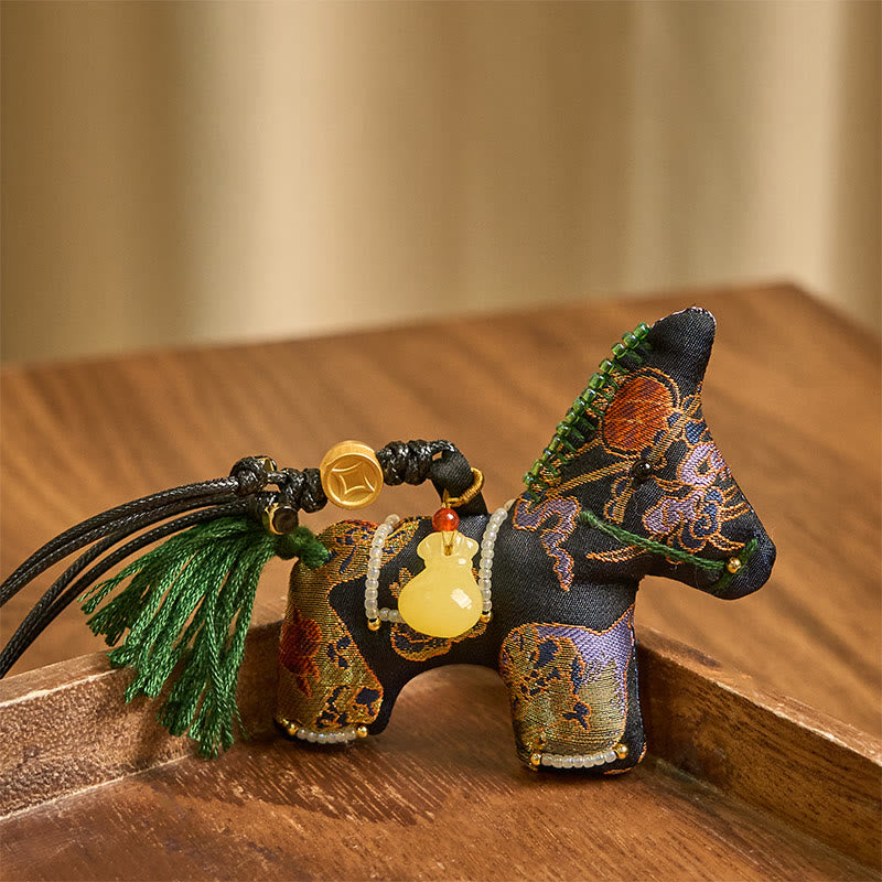 Décoration suspendue en brocart de soie à motif de lys, Buddha Stones , Année du Chant du Cheval - image 2