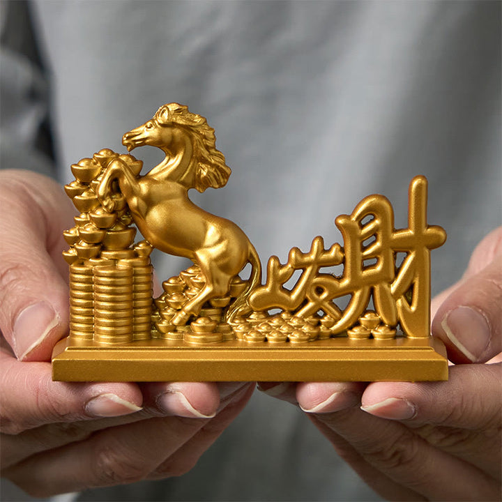 Buddha Stones « Devenez riche maintenant » Lingots de l'année du cheval Prospérité Décoration intérieure - Cheval devient riche 8,5*5,5 cm - image 0