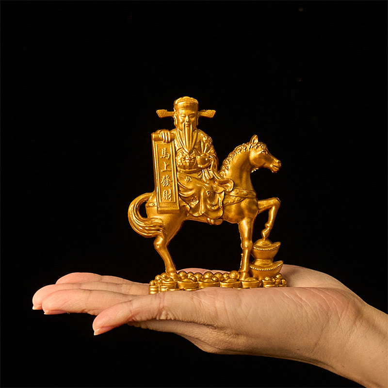 Buddha Stones « Devenez riche maintenant » Année du Cheval Dieu de la richesse Lingots Prospérité Alliage Décoration de la maison - image 1
