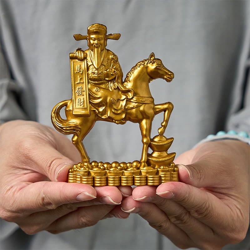 Buddha Stones « Devenez riche maintenant » Année du Cheval Dieu de la richesse Lingots Prospérité Alliage Décoration de la maison - Cheval Dieu de la Richesse 10*7 cm - image 0