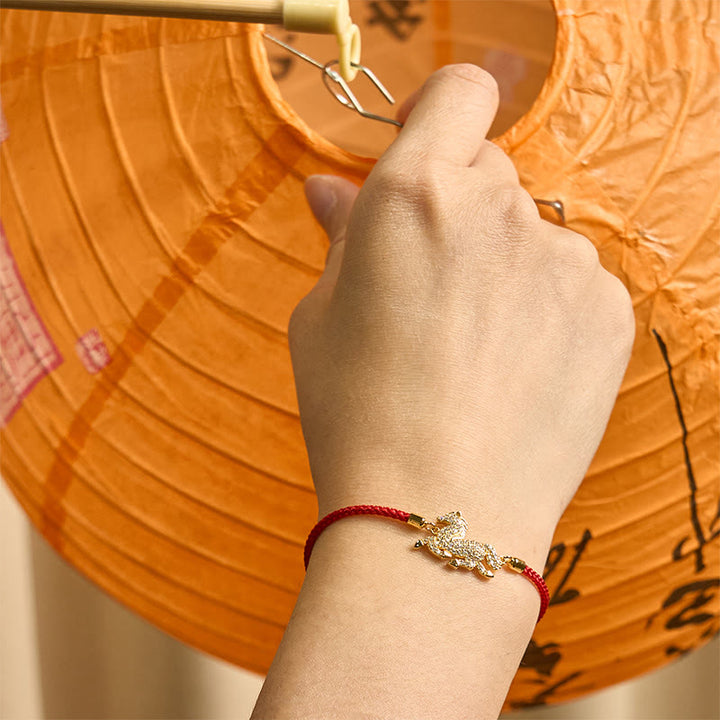 Bracelet Buddha Stones en argent sterling 925 plaqué or 18 carats, fil rouge, Année du Cheval - image 2