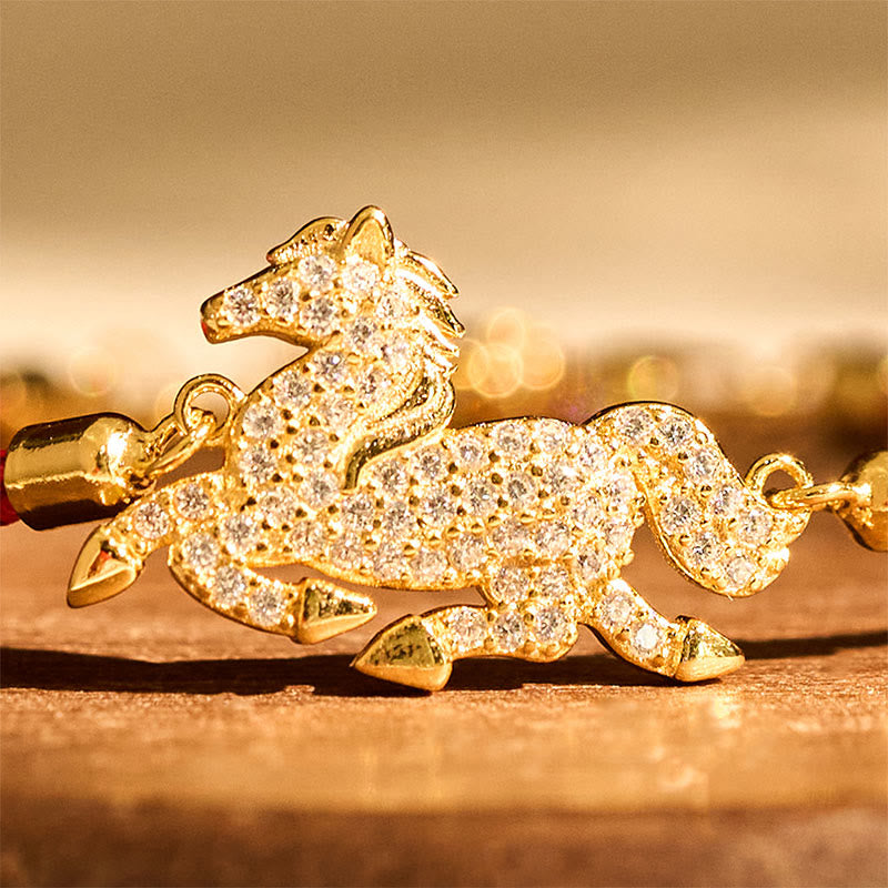 Bracelet Buddha Stones en argent sterling 925 plaqué or 18 carats, fil rouge, Année du Cheval - image 3