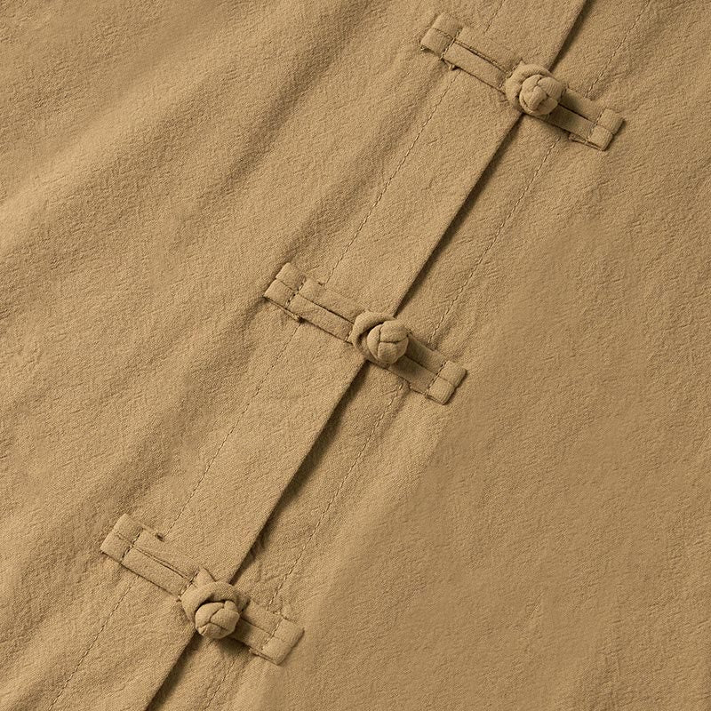 Chemise ethnique en coton à manches longues et col montant pour femme, avec poches et boutons grenouille, motif Buddha Stones - image 4