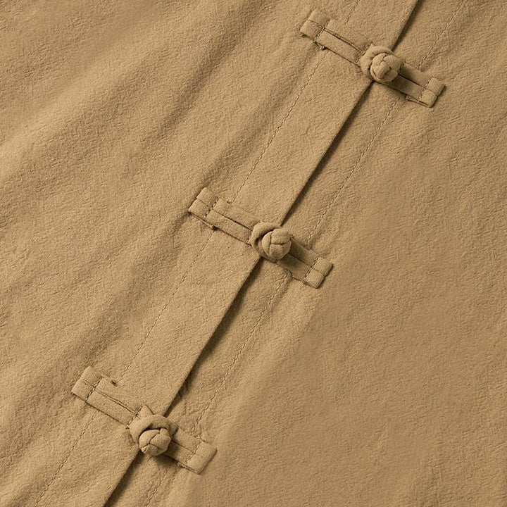 Chemise ethnique en coton à manches longues et col montant pour femme, avec poches et boutons grenouille, motif Buddha Stones - image 4