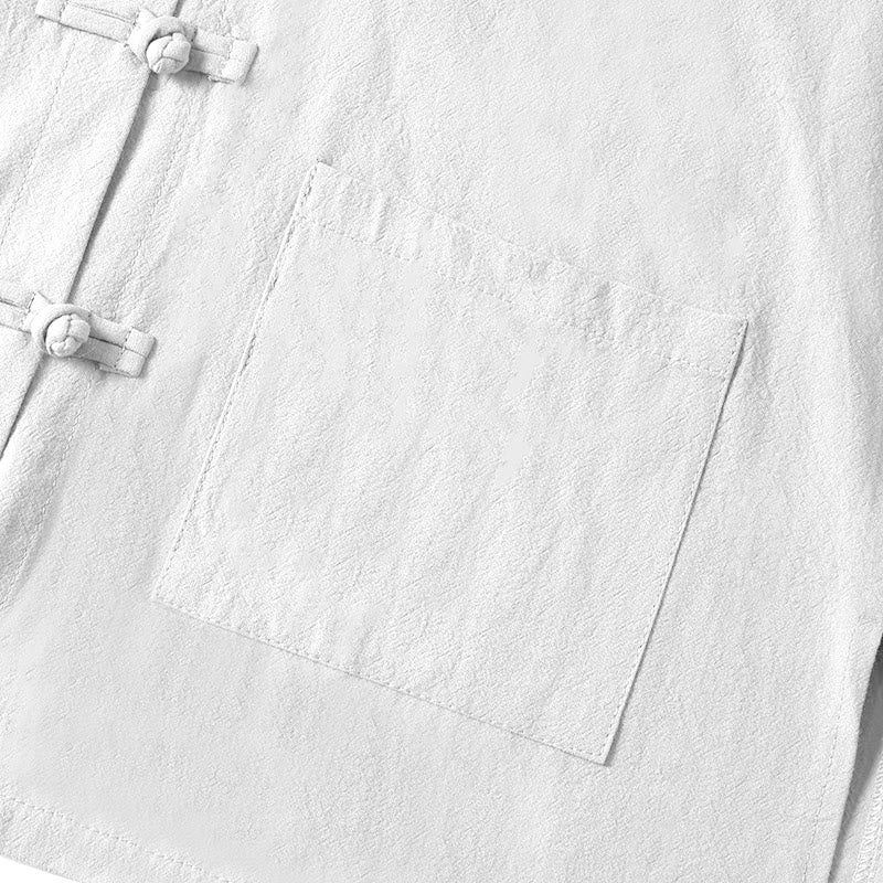 Chemise ethnique en coton à manches longues et col montant pour femme, avec poches et boutons grenouille, motif Buddha Stones - image 13