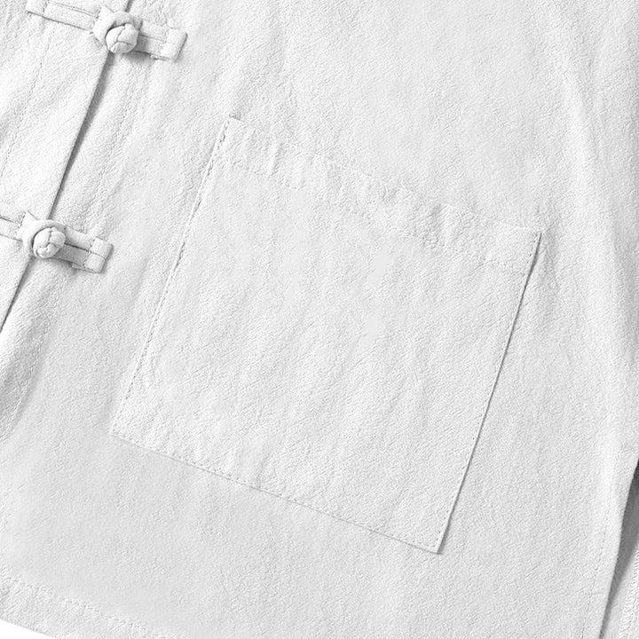 Chemise ethnique en coton à manches longues et col montant pour femme, avec poches et boutons grenouille, motif Buddha Stones - image 13