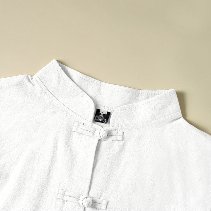 Chemise ethnique en coton à manches longues et col montant pour femme, avec poches et boutons grenouille, motif Buddha Stones - image 10