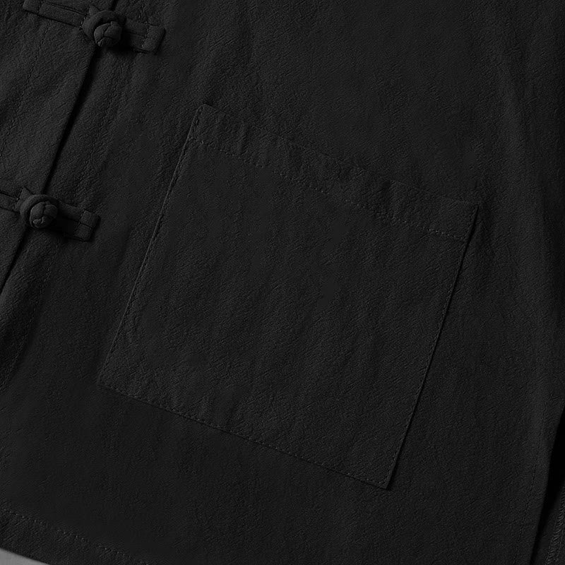 Chemise ethnique en coton à manches longues et col montant pour femme, avec poches et boutons grenouille, motif Buddha Stones - image 17